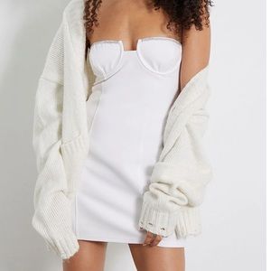 NWT LA Hearts, White Rhinestone Strapless Mini Dress XS